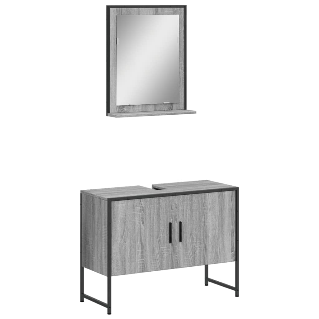 2 Piece Bathroom Cabinet Set Grey Sonoma Engineered Wood