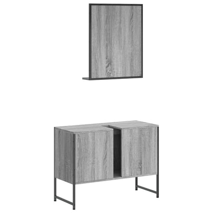 2 Piece Bathroom Cabinet Set Grey Sonoma Engineered Wood