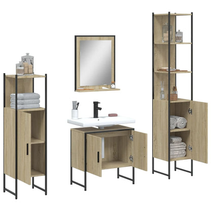 4 Piece Bathroom Cabinet Set Sonoma Oak Engineered Wood