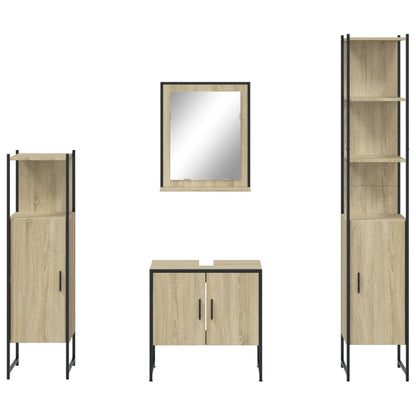 4 Piece Bathroom Cabinet Set Sonoma Oak Engineered Wood