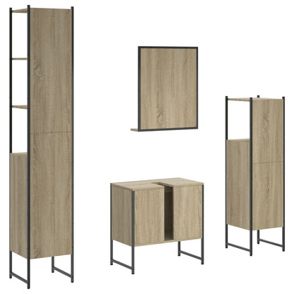 4 Piece Bathroom Cabinet Set Sonoma Oak Engineered Wood