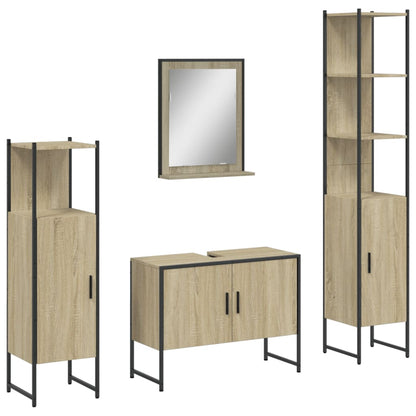 4 Piece Bathroom Cabinet Set Sonoma Oak Engineered Wood