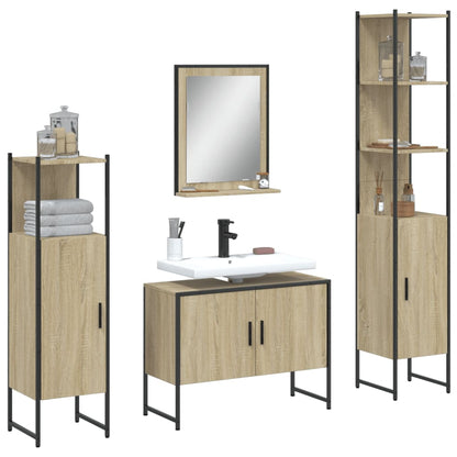 4 Piece Bathroom Cabinet Set Sonoma Oak Engineered Wood