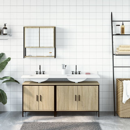 3 Piece Bathroom Furniture Set Sonoma Oak Engineered Wood