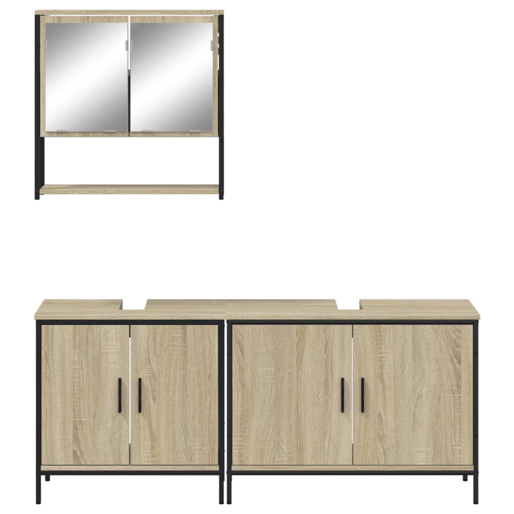 3 Piece Bathroom Furniture Set Sonoma Oak Engineered Wood