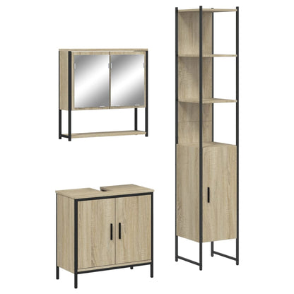 3 Piece Bathroom Furniture Set Sonoma Oak Engineered Wood