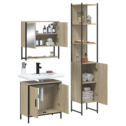 3 Piece Bathroom Furniture Set Sonoma Oak Engineered Wood