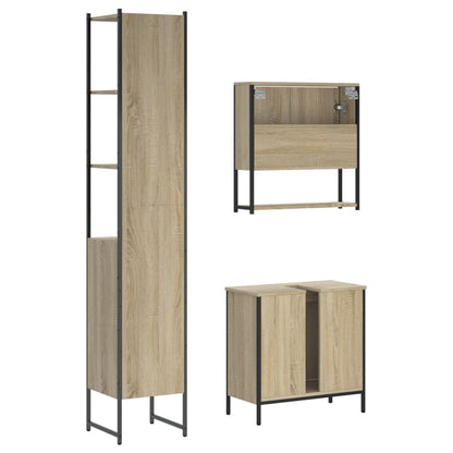 3 Piece Bathroom Furniture Set Sonoma Oak Engineered Wood