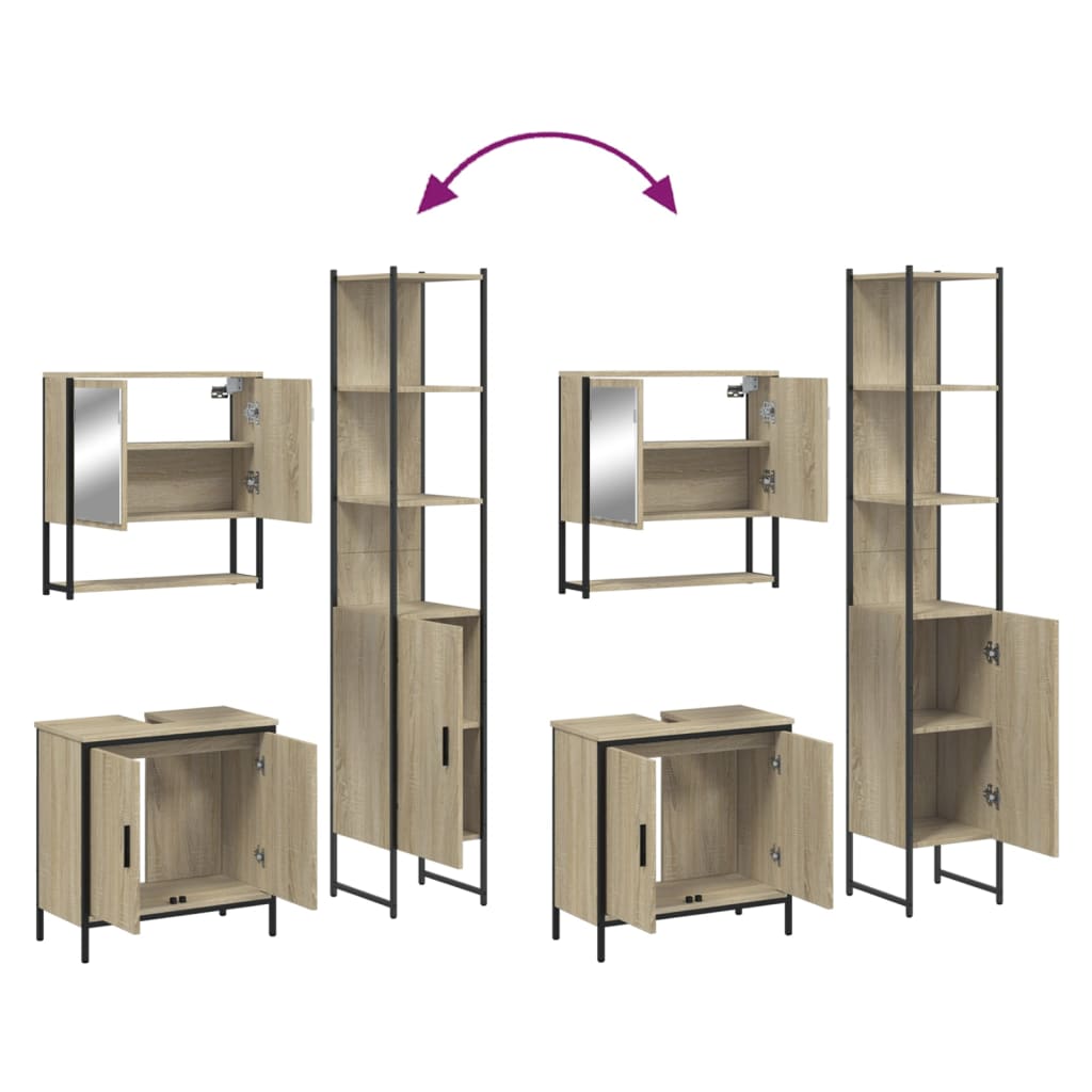 3 Piece Bathroom Furniture Set Sonoma Oak Engineered Wood