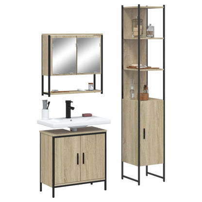 3 Piece Bathroom Furniture Set Sonoma Oak Engineered Wood