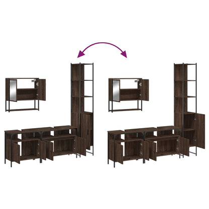 4 Piece Bathroom Furniture Set Brown Oak Engineered Wood