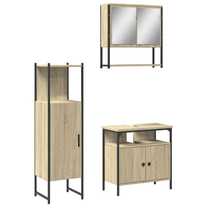 3 Piece Bathroom Furniture Set Sonoma Oak Engineered Wood