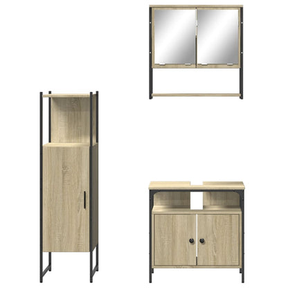 3 Piece Bathroom Furniture Set Sonoma Oak Engineered Wood