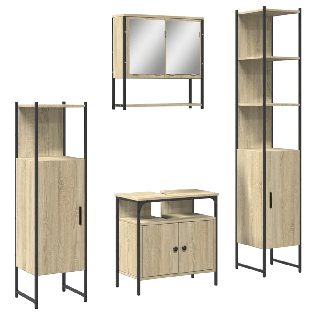 4 Piece Bathroom Furniture Set Sonoma Oak Engineered Wood