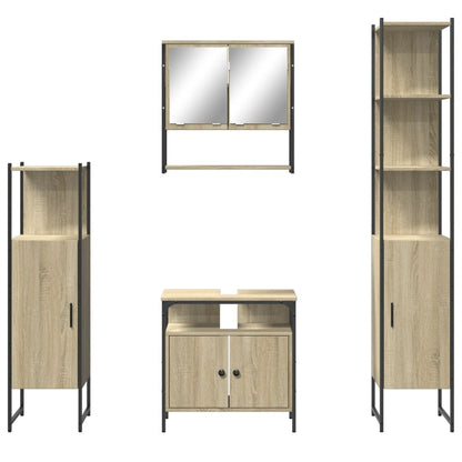 4 Piece Bathroom Furniture Set Sonoma Oak Engineered Wood