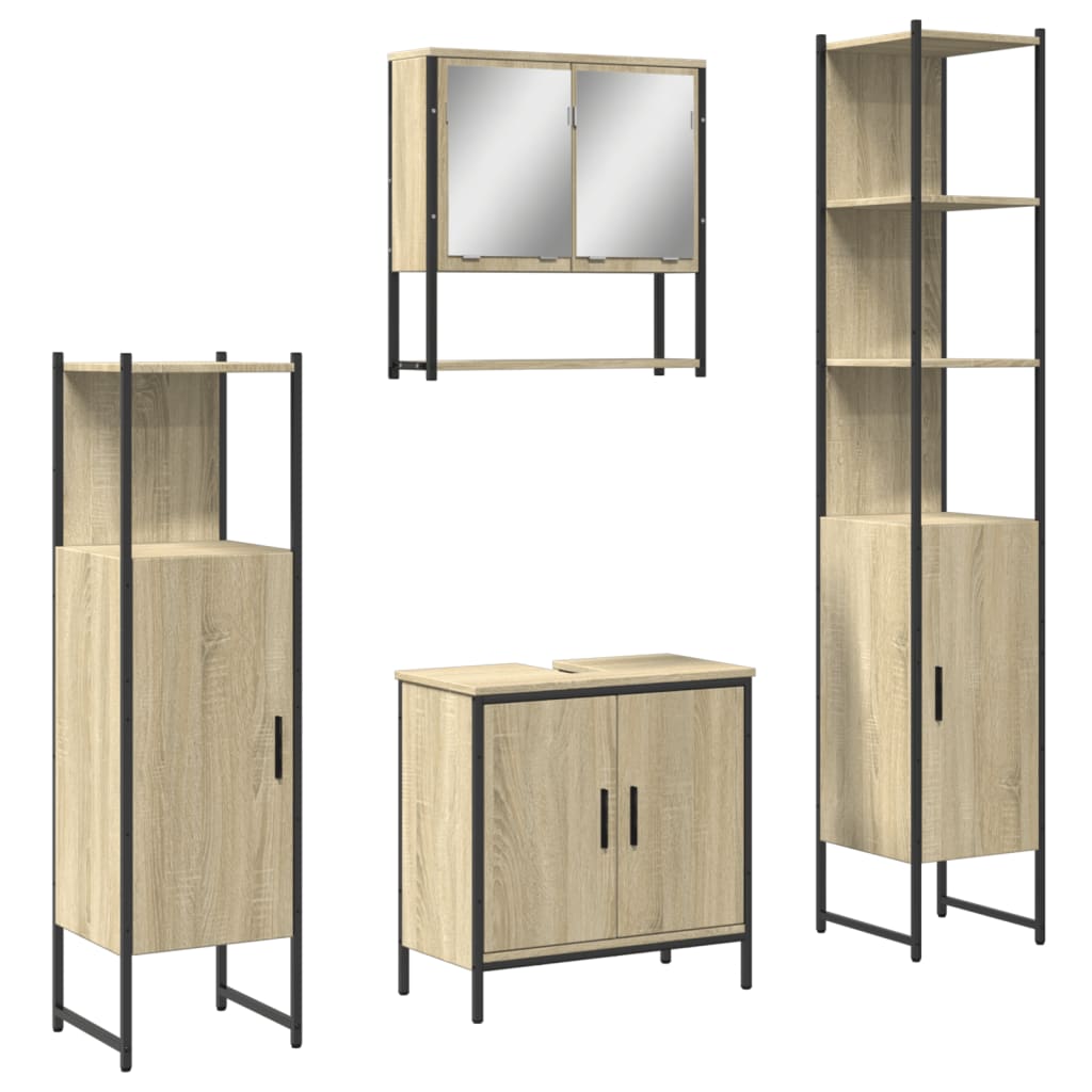 4 Piece Bathroom Furniture Set Sonoma Oak Engineered Wood