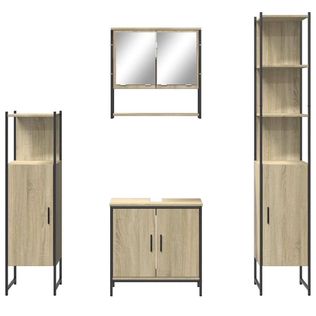 4 Piece Bathroom Furniture Set Sonoma Oak Engineered Wood