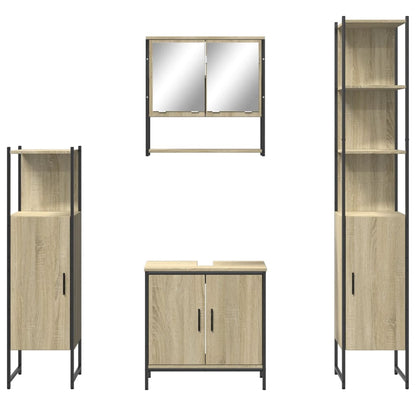 4 Piece Bathroom Furniture Set Sonoma Oak Engineered Wood