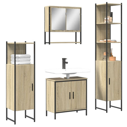 4 Piece Bathroom Furniture Set Sonoma Oak Engineered Wood