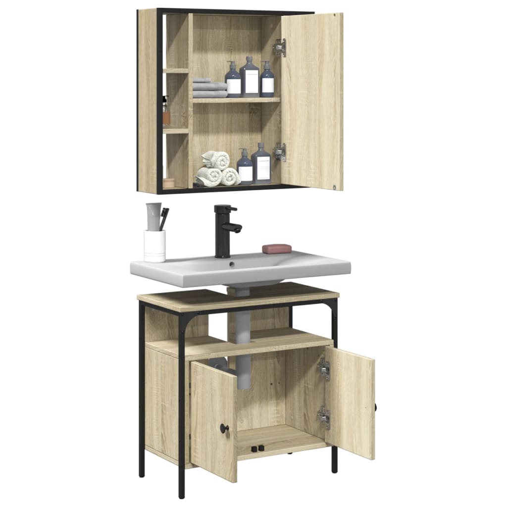 2 Piece Bathroom Furniture Set Sonoma Oak Engineered Wood