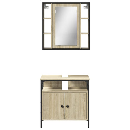 2 Piece Bathroom Furniture Set Sonoma Oak Engineered Wood