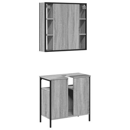 2 Piece Bathroom Furniture Set Grey Sonoma Engineered Wood