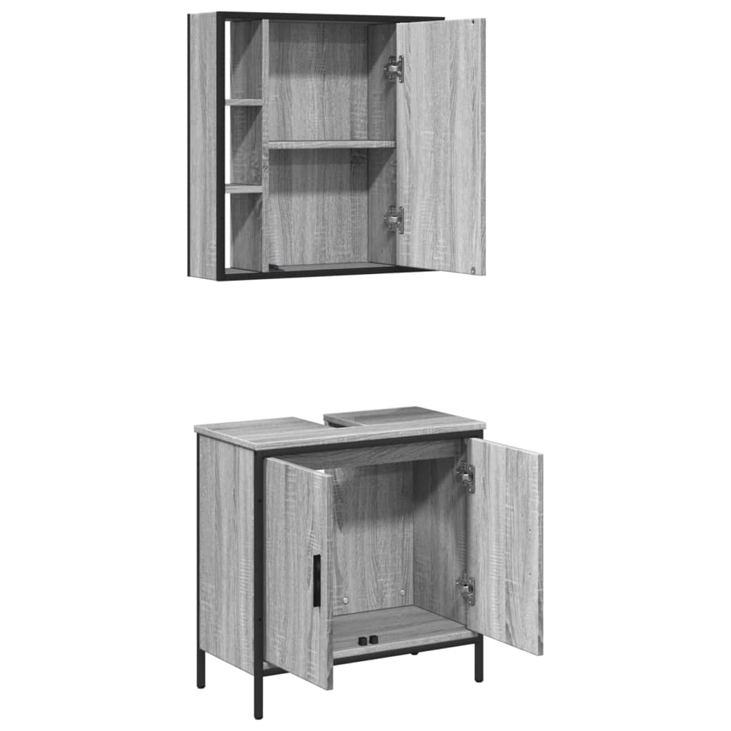 2 Piece Bathroom Furniture Set Grey Sonoma Engineered Wood