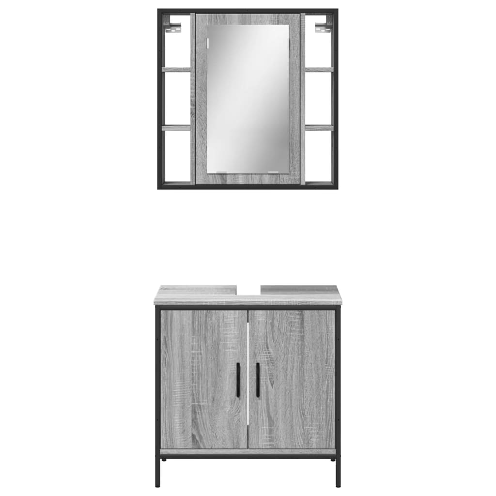 2 Piece Bathroom Furniture Set Grey Sonoma Engineered Wood