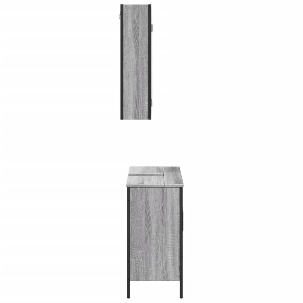 2 Piece Bathroom Furniture Set Grey Sonoma Engineered Wood