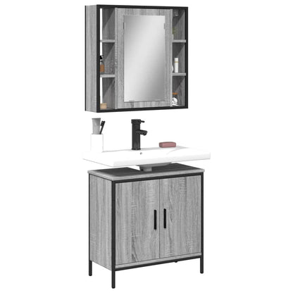 2 Piece Bathroom Furniture Set Grey Sonoma Engineered Wood