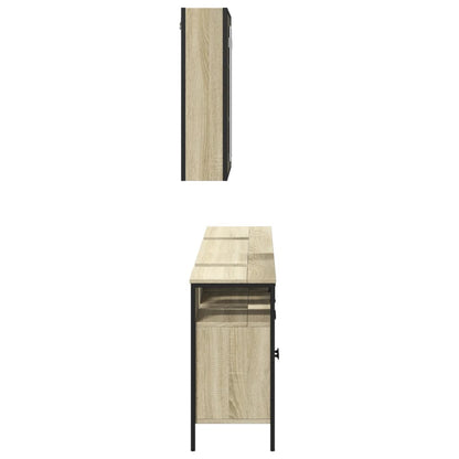 3 Piece Bathroom Cabinet Set Sonoma Oak Engineered Wood