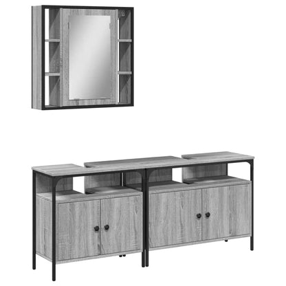 3 Piece Bathroom Cabinet Set Grey Sonoma Engineered Wood