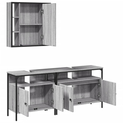 3 Piece Bathroom Cabinet Set Grey Sonoma Engineered Wood