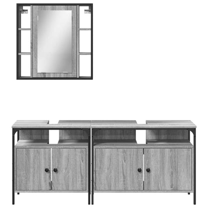 3 Piece Bathroom Cabinet Set Grey Sonoma Engineered Wood