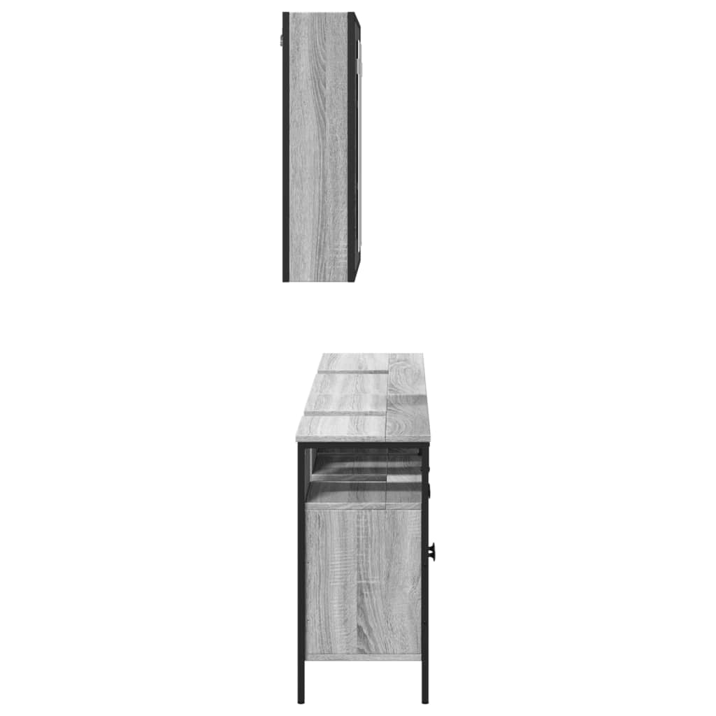 3 Piece Bathroom Cabinet Set Grey Sonoma Engineered Wood