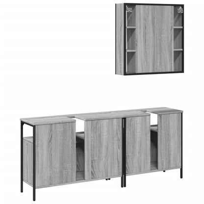 3 Piece Bathroom Cabinet Set Grey Sonoma Engineered Wood