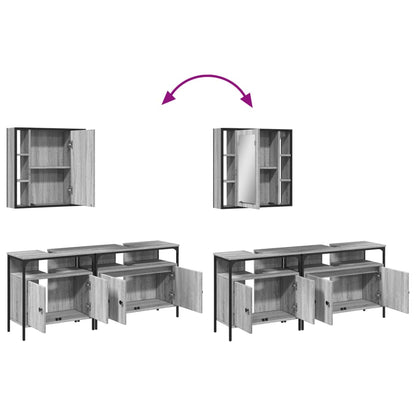 3 Piece Bathroom Cabinet Set Grey Sonoma Engineered Wood