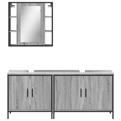 3 Piece Bathroom Cabinet Set Grey Sonoma Engineered Wood