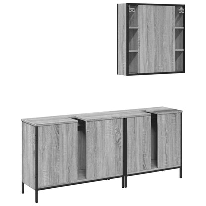 3 Piece Bathroom Cabinet Set Grey Sonoma Engineered Wood