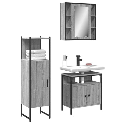 3 Piece Bathroom Cabinet Set Grey Sonoma Engineered Wood