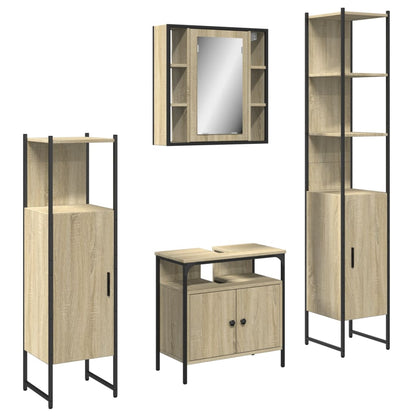 4 Piece Bathroom Cabinet Set Sonoma Oak Engineered Wood