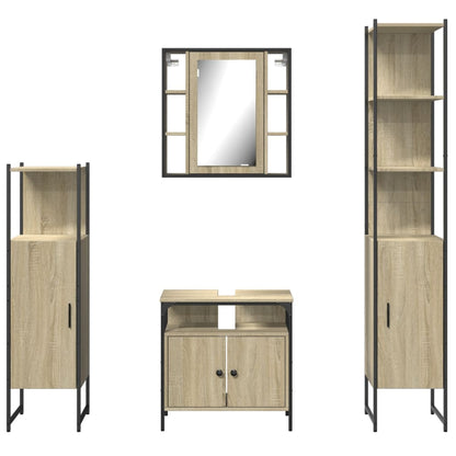 4 Piece Bathroom Cabinet Set Sonoma Oak Engineered Wood