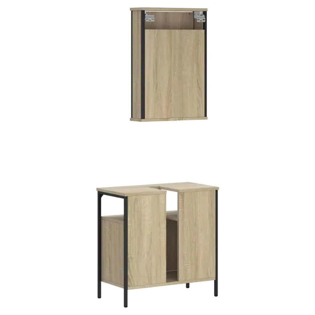 2 Piece Bathroom Furniture Set Sonoma Oak Engineered Wood