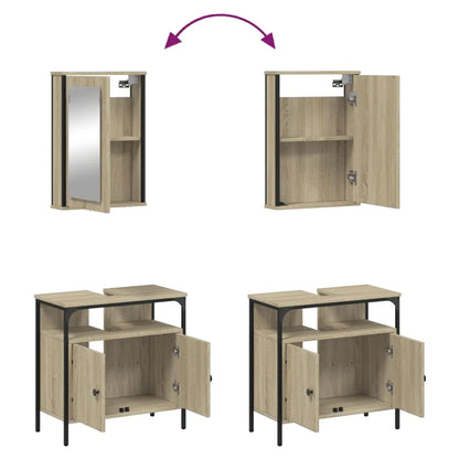 2 Piece Bathroom Furniture Set Sonoma Oak Engineered Wood