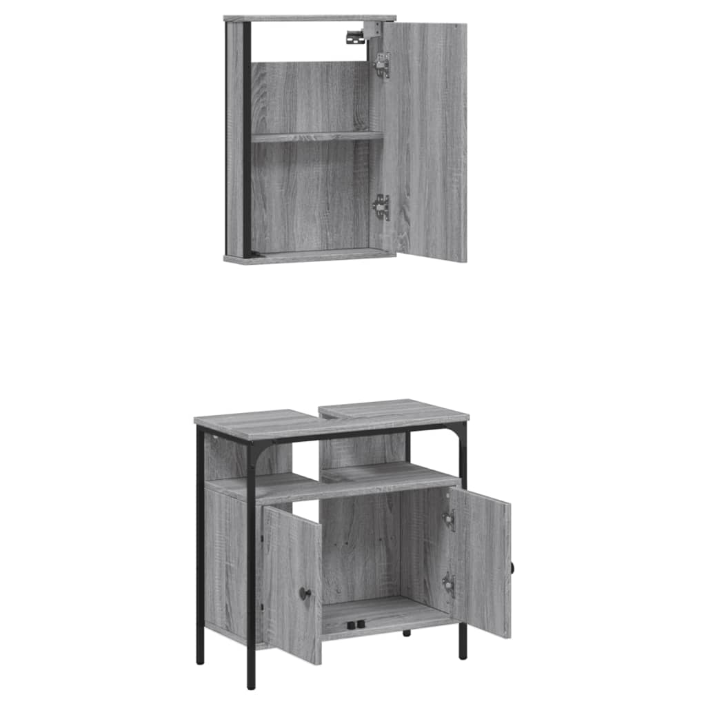 2 Piece Bathroom Furniture Set Grey Sonoma Engineered Wood