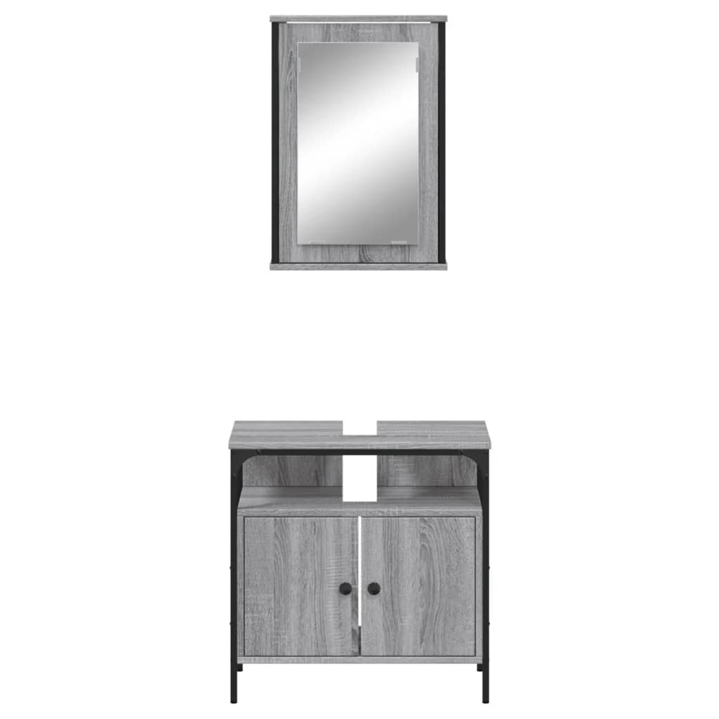 2 Piece Bathroom Furniture Set Grey Sonoma Engineered Wood