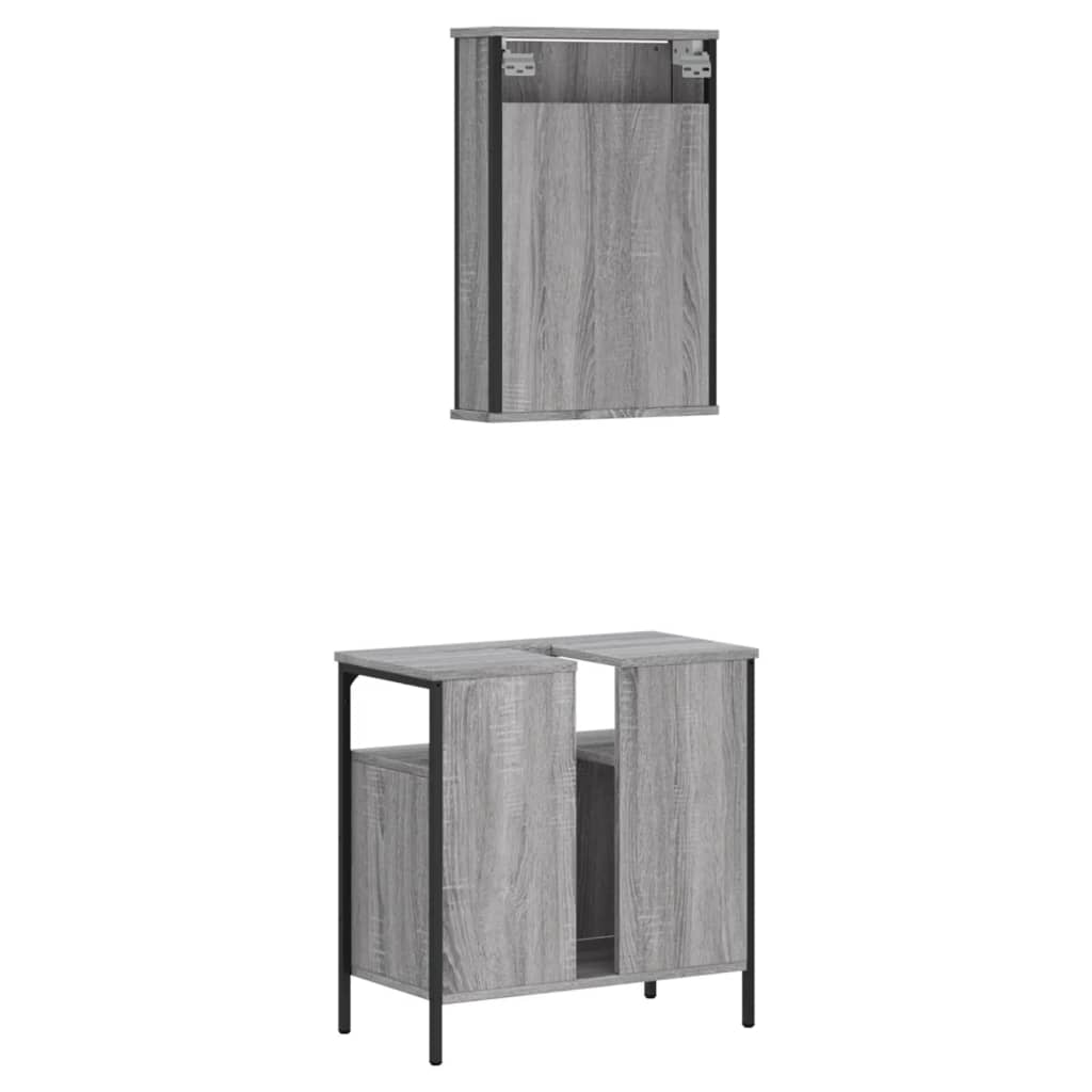 2 Piece Bathroom Furniture Set Grey Sonoma Engineered Wood