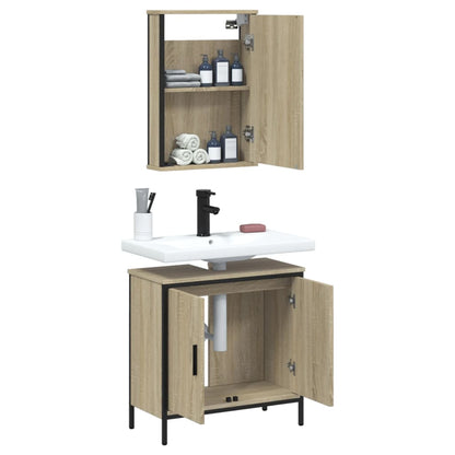 2 Piece Bathroom Furniture Set Sonoma Oak Engineered Wood