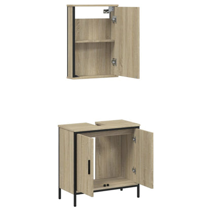 2 Piece Bathroom Furniture Set Sonoma Oak Engineered Wood