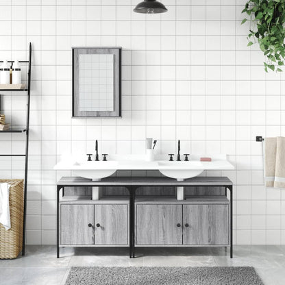 3 Piece Bathroom Furniture Set Grey Sonoma Engineered Wood